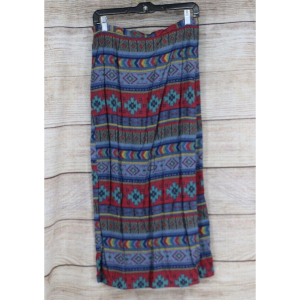 VINTAGE Capacity Womens Size Large Pull On Wrap Navijo Midi Skirt Striped Blue